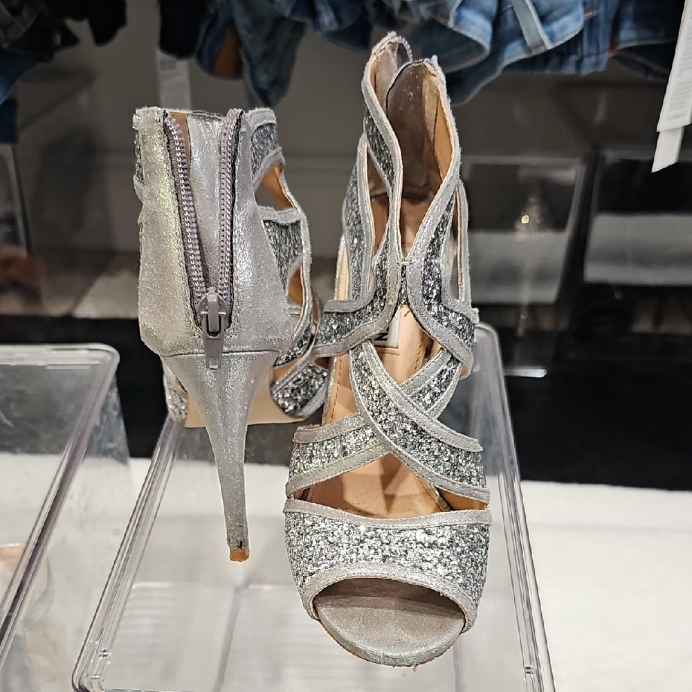 Steve Madden Silver Rhinestone Heels